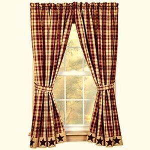 The Country House CollectionBlack Farmhouse Star 36x62” Curtain Panels 1 Pair